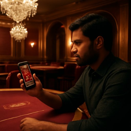 5666 bet user watching live entertainment on phone at a table